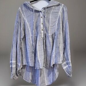 Free People Hooded Peasant Blouse Womens S Boho Indie Cottagecore Hippie Y2K